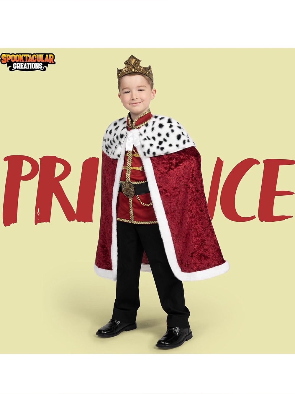 Red Prince Cape and Crown Kids Costume